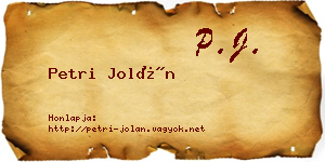 Petri Jolán névjegykártya