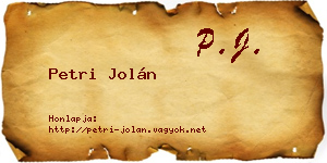 Petri Jolán névjegykártya